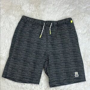 Psycho Bunny Lukas Hand Drawn Kids' Black Swim Trunks